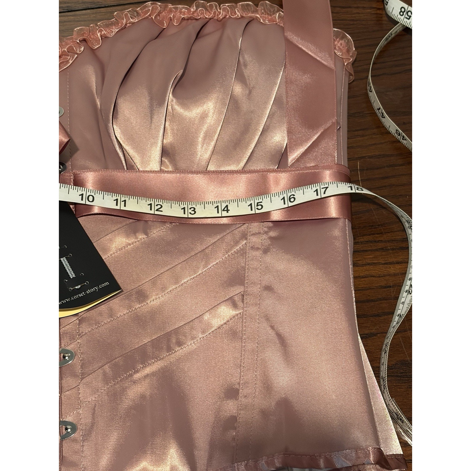 Nwt Corset Story Pink Satin Strapless Boned Lace-Up Corset Size Uk 20 Us16 — image 6 of 8